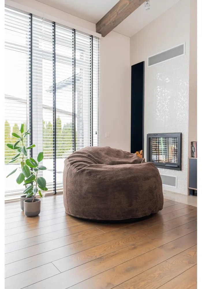 Детски пуф от рипсено кадифе в цвят горчица Om 85 – SLOWDOWN