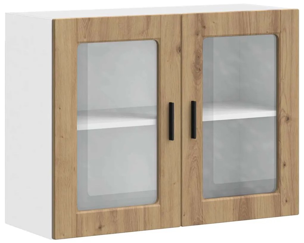 854096 vidaXL Кухненски стенен шкаф със стъклена врата Porto дъб артизан