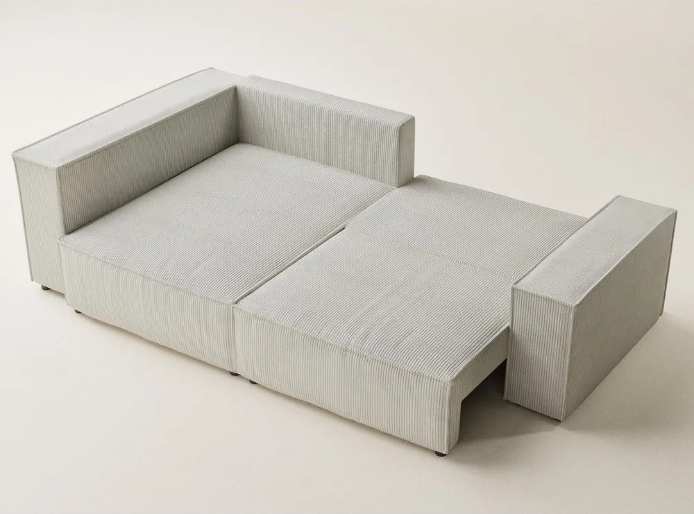 Кремав сгъваем/с място за съхранение ъглов диван от рипсено кадифе (ляв ъгъл/L форма) Tonga – Maison de Rêve