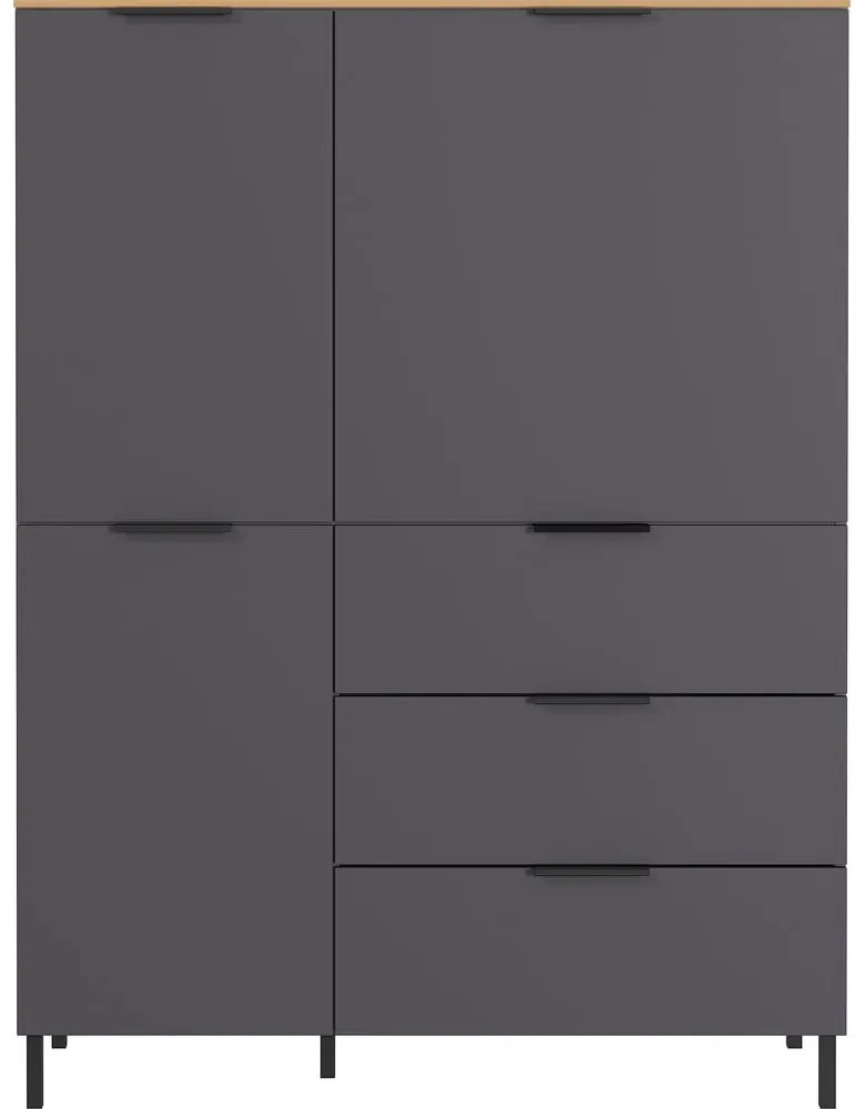 Сив висок скрин от дъб 109x146 cm California - Germania