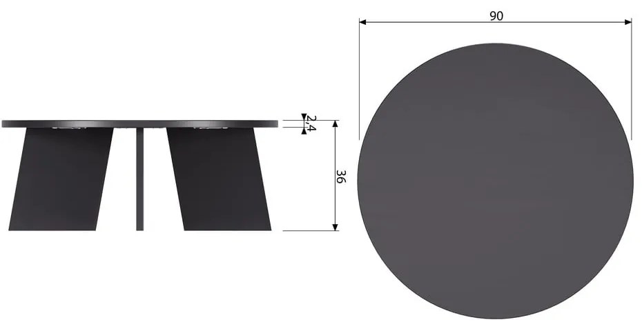 Черна кръгла масичка за кафе ø 90 cm Fries – WOOOD