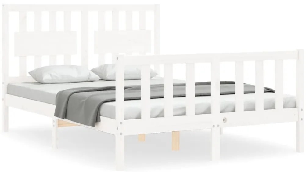 3192407 vidaXL Рамка за легло без матрак, бял, 140x190 см, бор масив
