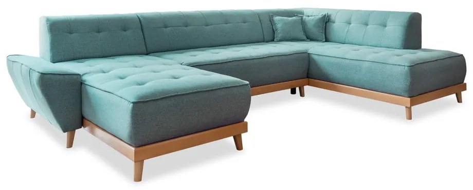 Тюркоаз разтегателен ъглов диван (десен ъгъл/"U" форма) Dazzling Daisy – Miuform