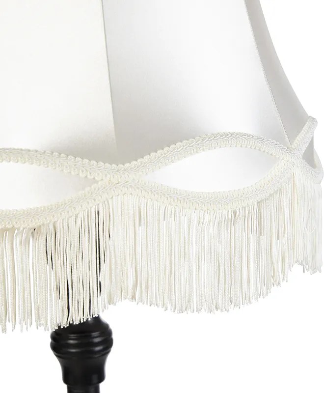 Подова лампа черна с абажур в цвят крем - Classico