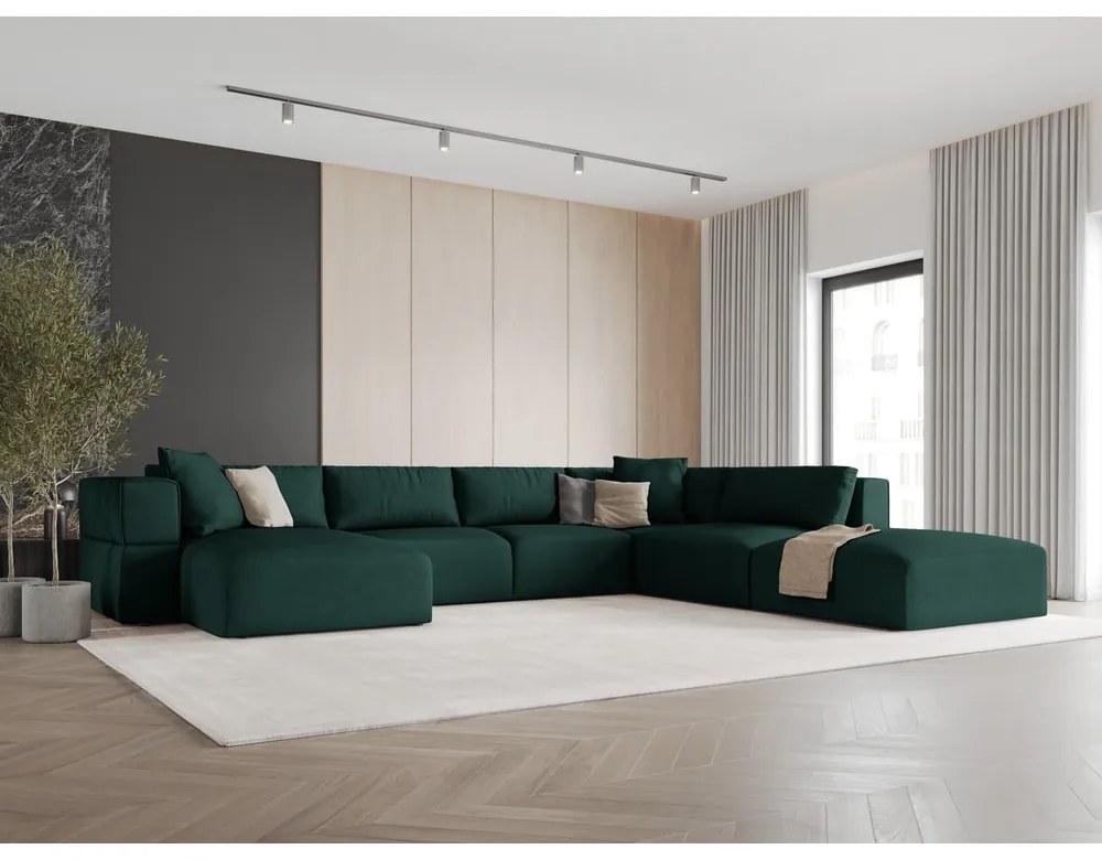 Зелен ъгъл U-образен диван, десен ъгъл Esther – Milo Casa