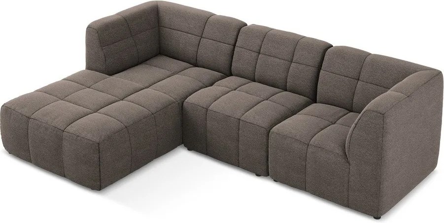 Кафяв ъглов диван от прежда с примки от букле (ляв ъгъл) Aloha – Makamii