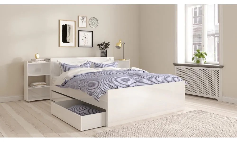 Бяло двойно легло 140x200 cm ПДЧ без ламелно дъно Naia – Tvilum