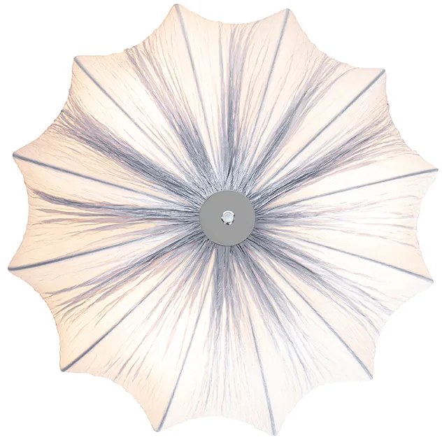 Японска таванна лампа сива коприна 52см 3-светлинна - Plu