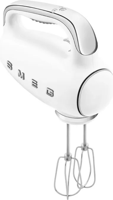 Ръчен миксер SMEG 50's Style HMF01WHEU, 250W, 9 скорости, Турбо, Скрит LED дисплей, Таймер, Аксесоари, Бял