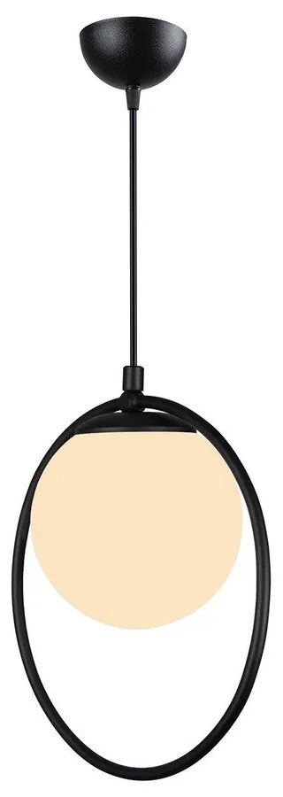 Черна метална висяща лампа със стъклен абажур ø 15 cm Ates - Squid Lighting