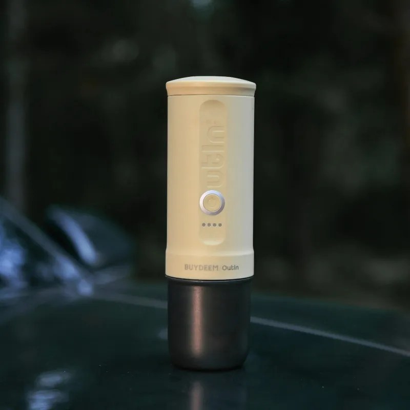Преносима еспресо машина BUYDEEM Outin Nano OTEM-01, 7500 mAh, 20 bar, 50 ml, 12/24V, USB и Type-C зареждане, Мляно+капсули, Жълт