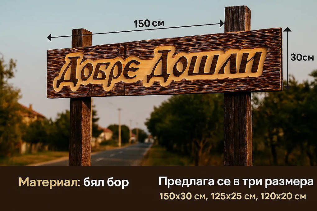 Дървена табела с персонализиран надпис /модел C050024/
