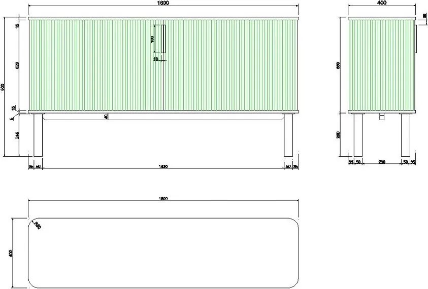 Нисък скрин от дъб с плъзгащи се врати в естествен цвят 160x80 cm Langley – Actona