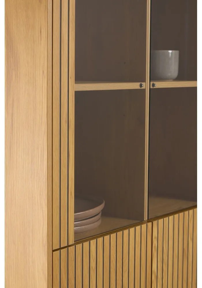 Витрина от дъбов декор в естествен цвят 80x180x40 cm Jaipur – Actona