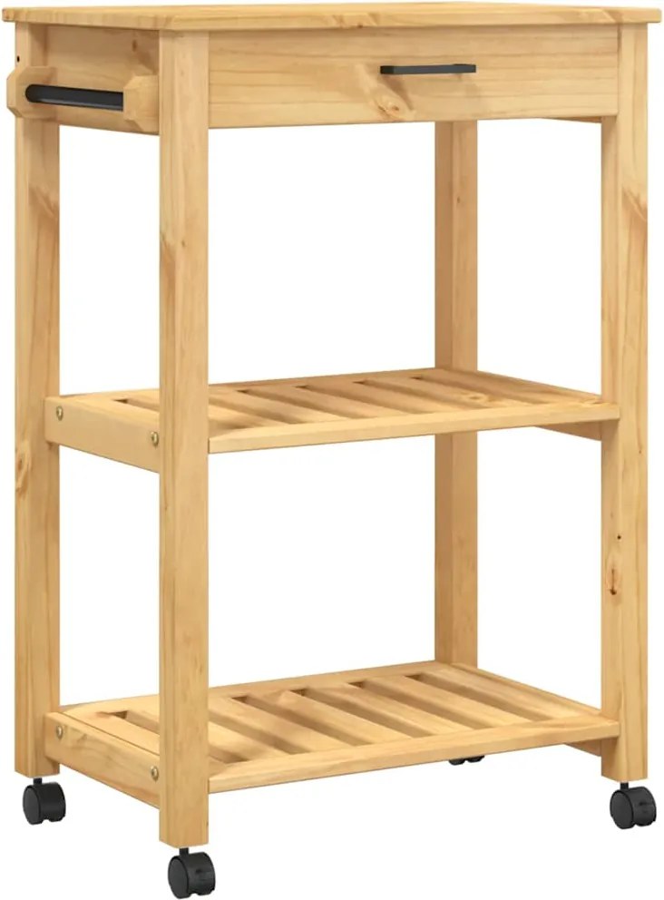 376091 vidaXL Кухненска количка "MONZA" 60x40x88,5 см борово дърво масив