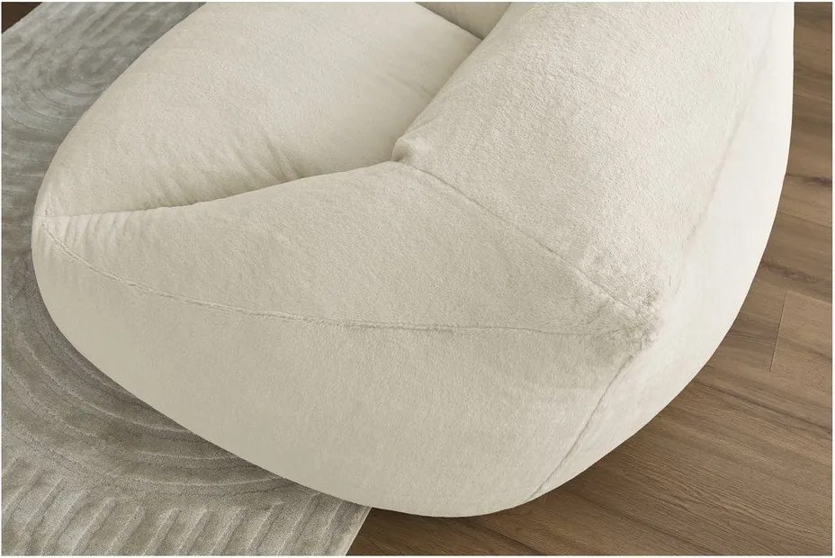 Кремав пуф от изкуствен косъм Lilibet – Bobochic Paris