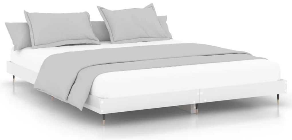 832151 vidaXL Рамка за легло, бял гланц, 120x200 см, инженерно дърво