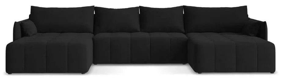 Черен разтегателен ъглов диван с място за съхранение (U форма) Moku – Makamii