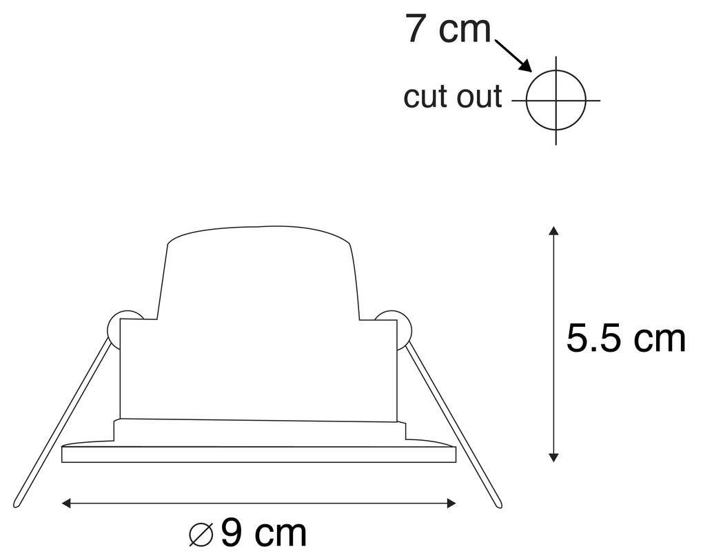 Комплект от 6 вградени прожектора черни с LED 3-степенна димируема IP65 - Blanca