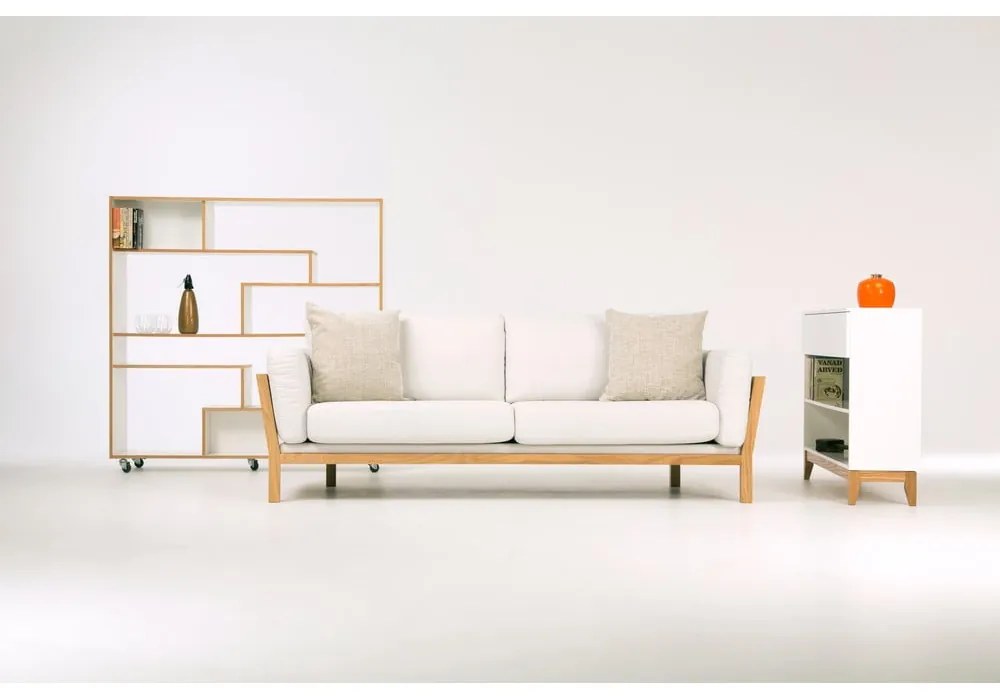 Бяла етажерка за книги с дървен ръб 140x143 cm Southbury - Woodman