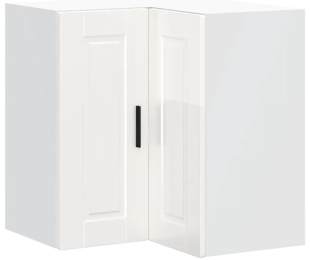 854099 vidaXL Кухненски стенен ъглов шкаф Porto, бял гланц, инженерно дърво