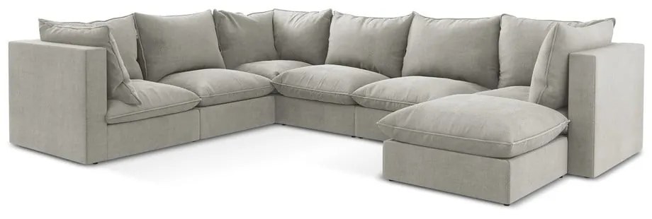 Светлосив ъглов диван (ляв ъгъл/U форма) Manao – Makamii