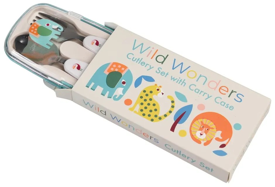 Кремав детски прибори за хранене 2 бр. от неръждаема стомана Wild Wonders – Rex London