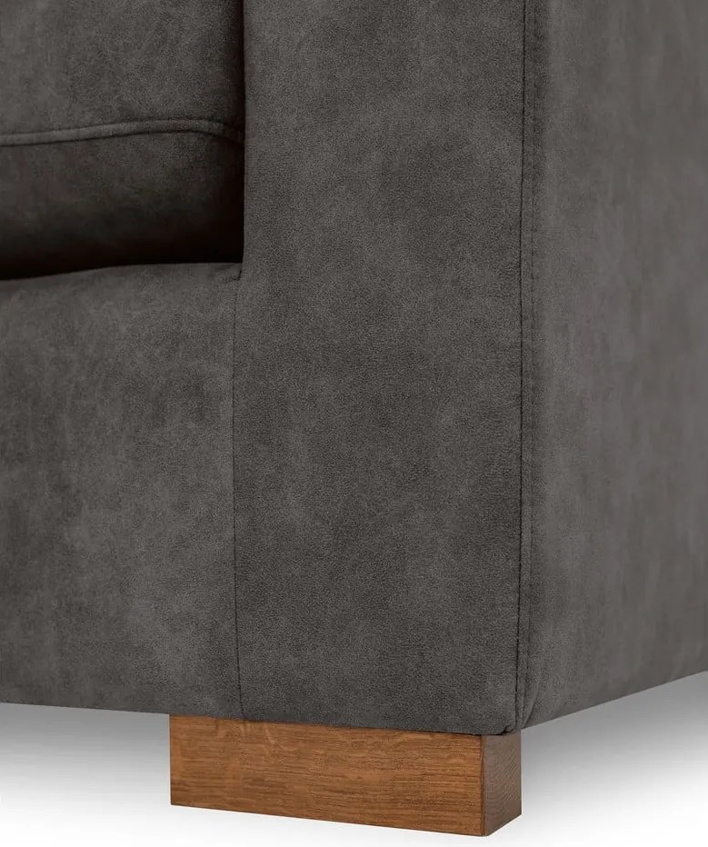 Антрацитен ъглов диван от изкуствена кожа (ляв ъгъл) Hamburg – Scandic