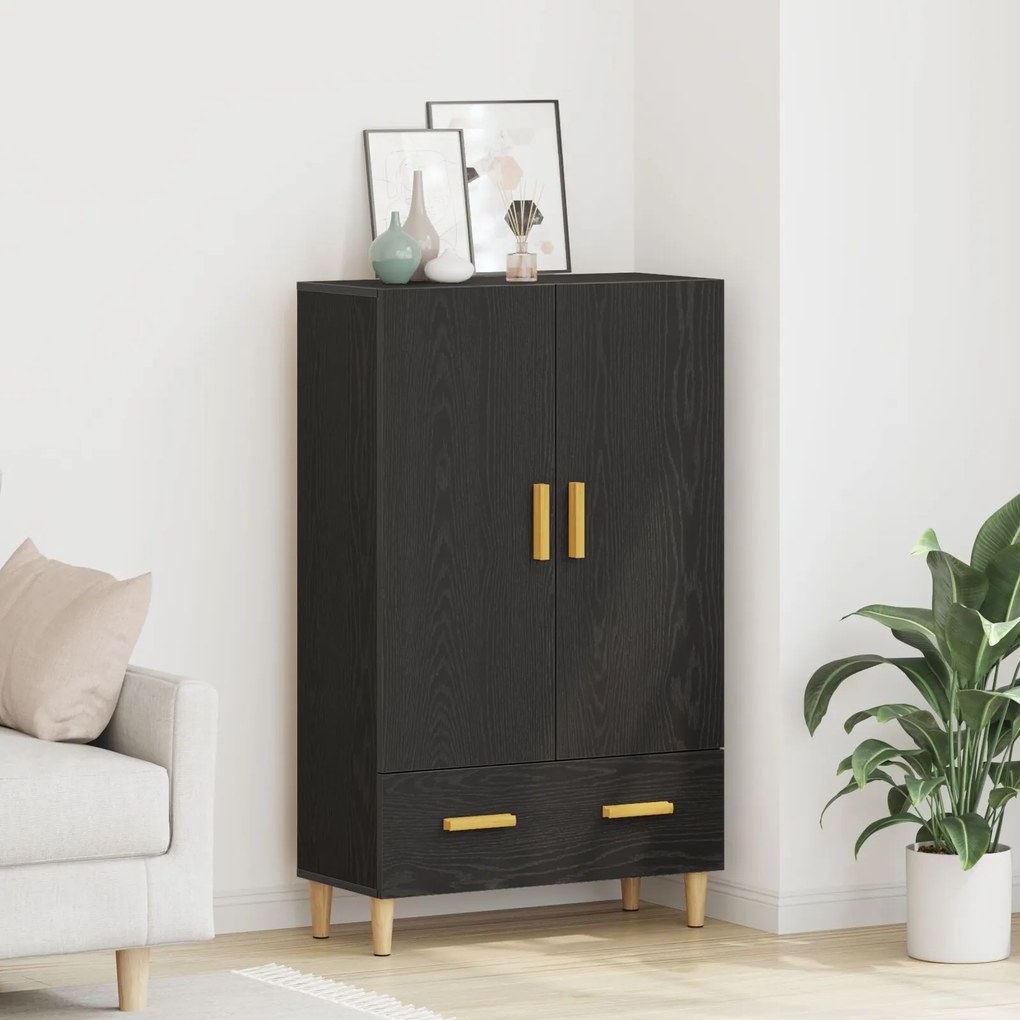 Sonata H Висок шкаф в черен дъб, 70x31x115 см, изработен от инженерна дървесина