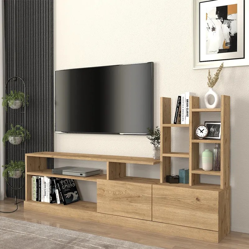 Меламинов телевизионен шкаф Пезаро в цвят сепет дъб 165x25x91,3см.