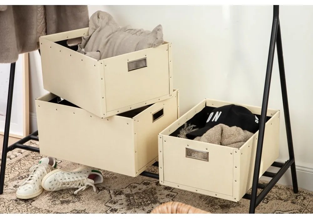 Бежови картонени кутии за съхранение в комплект от 3 броя Ture - Bigso Box of Sweden