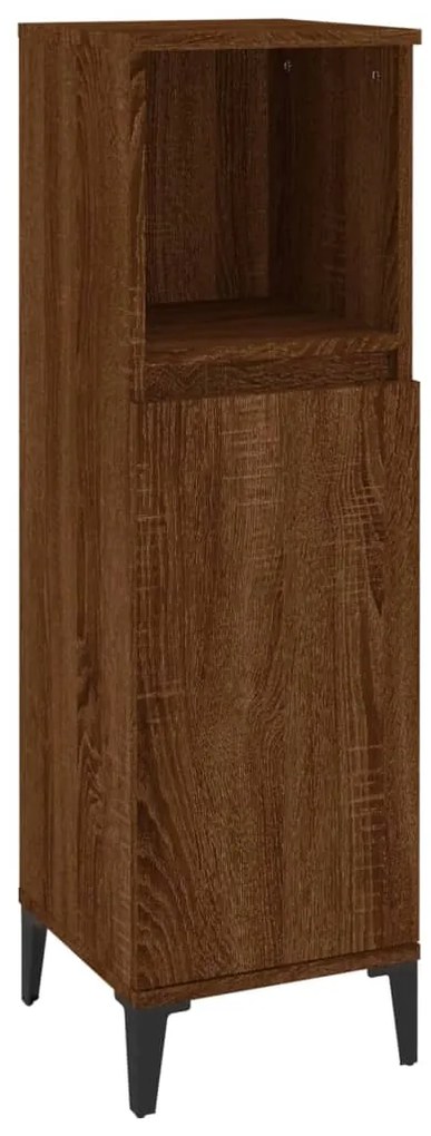 819819 vidaXL Шкаф за баня, кафяв дъб, 30x30x100 см, инженерно дърво
