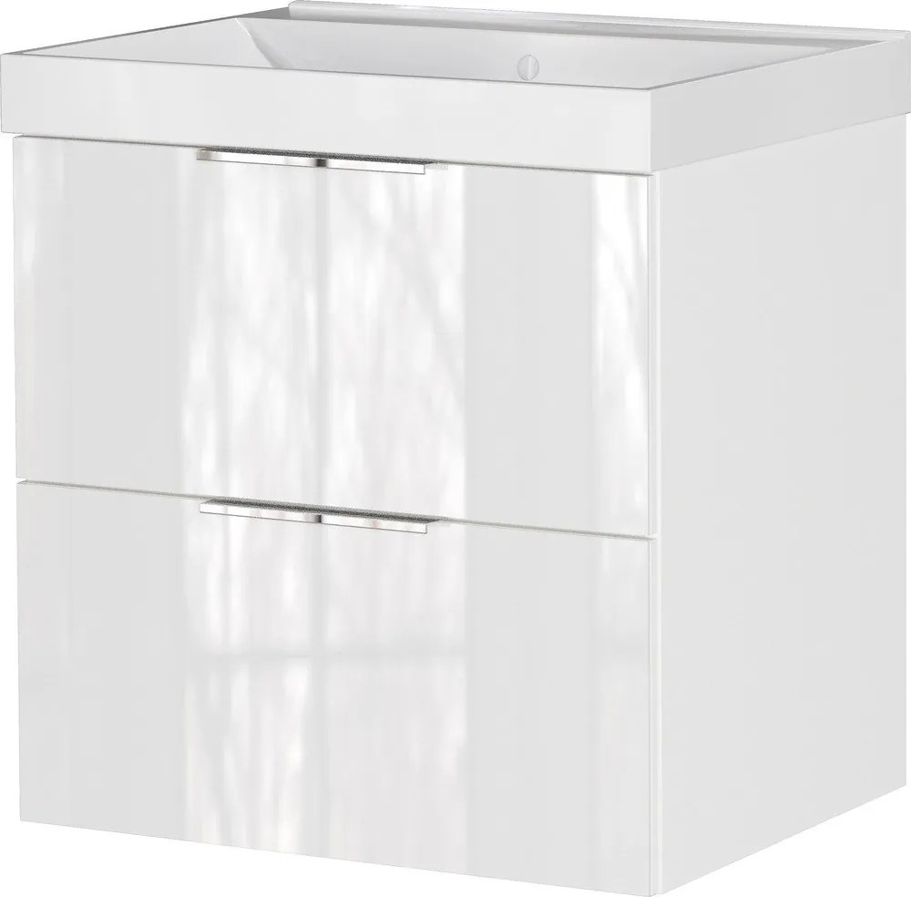 Бял гланцов стенен шкаф за мивка 61x65 cm Celano – Germania