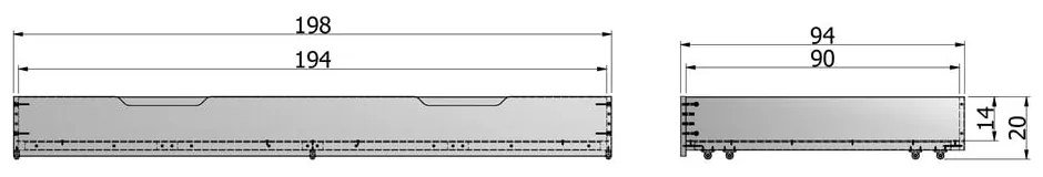 Бяло чекмедже за легло, 200 × 90 cm Nikki - WOOOD