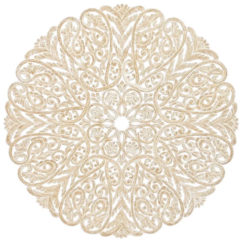 Декорация за стена Home ESPRIT Бял Естествен Mandala Индианец 119 x 1,5 x 119 cm