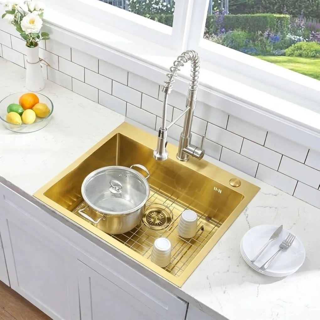 Стоманена мивка Liam BRUSH GOLD