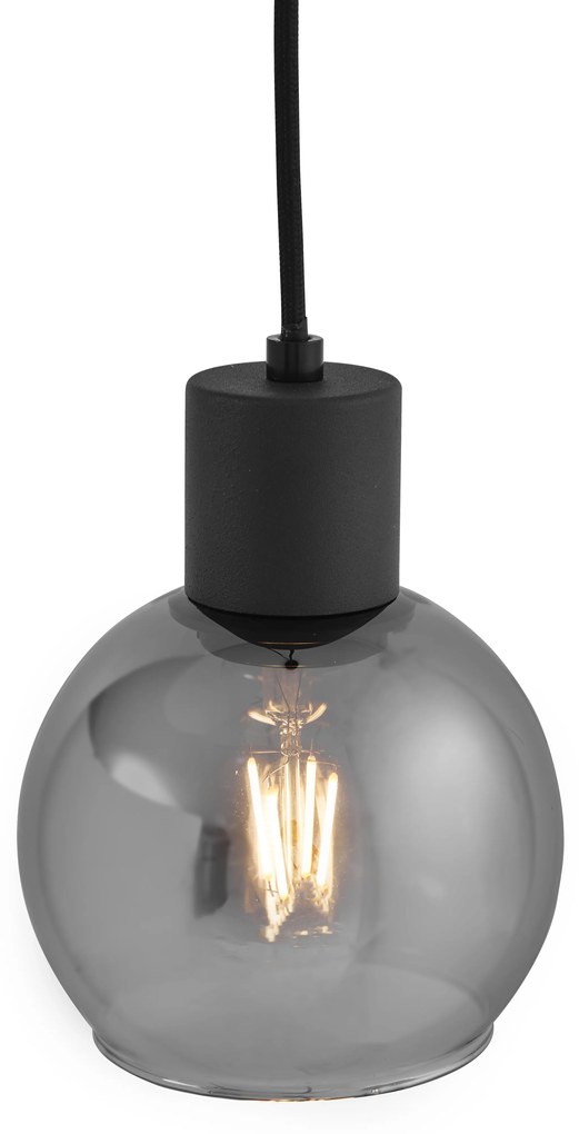 Висяща лампа в стил Арт Деко черна с опушено стъкло - Vidro