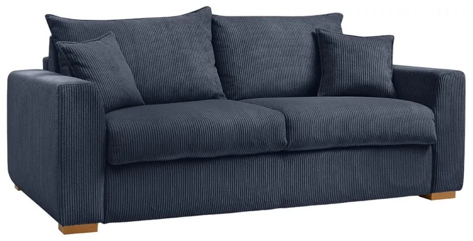 Тъмносин разтегателен диван от рипсено кадифе 225 cm Augustin – Bobochic Paris