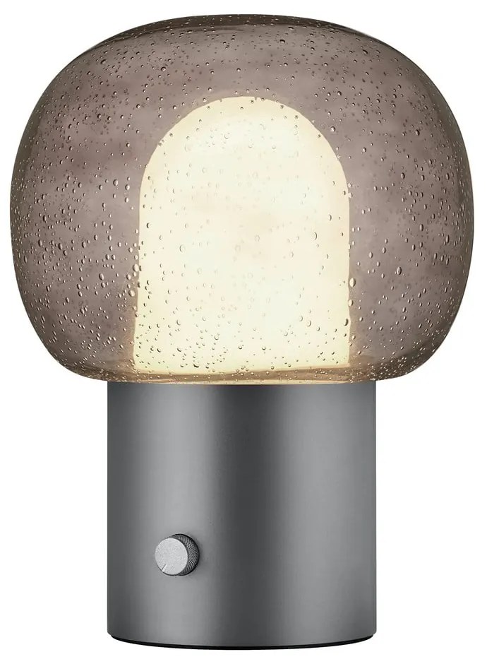 Антрацитна алуминиева LED настолна лампа със стъклен абажур (височина 32 cm) Iris – Blomus