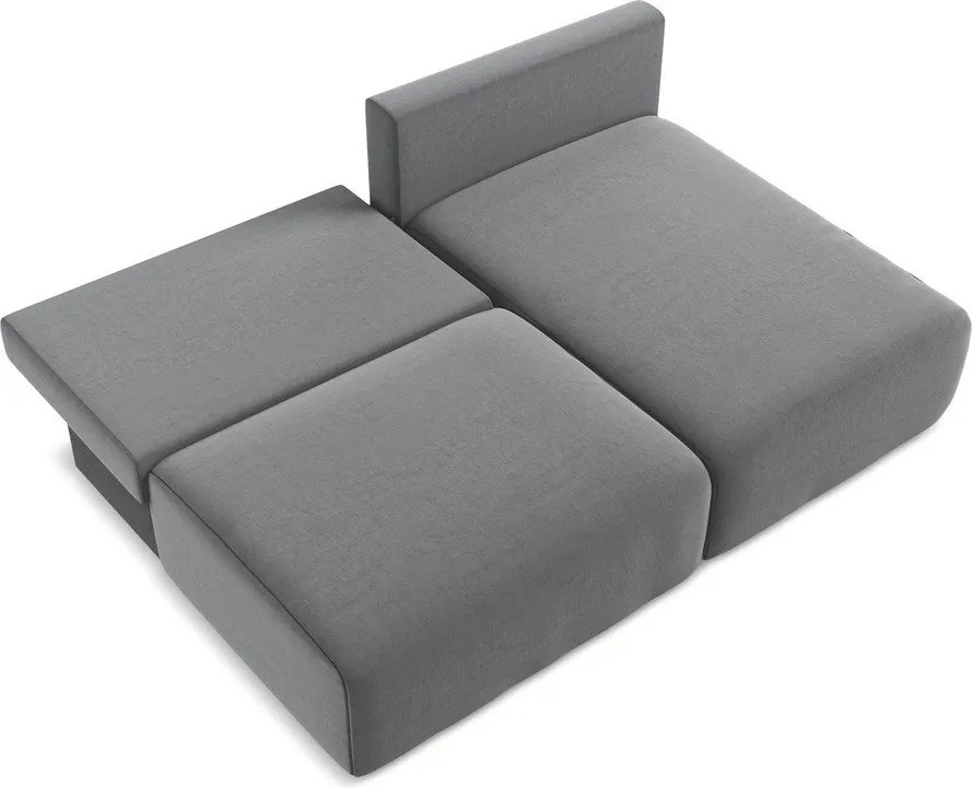 Сив кадифен сгъваем/с място за съхранение ъглов диван (десен ъгъл) Kalena – Makamii