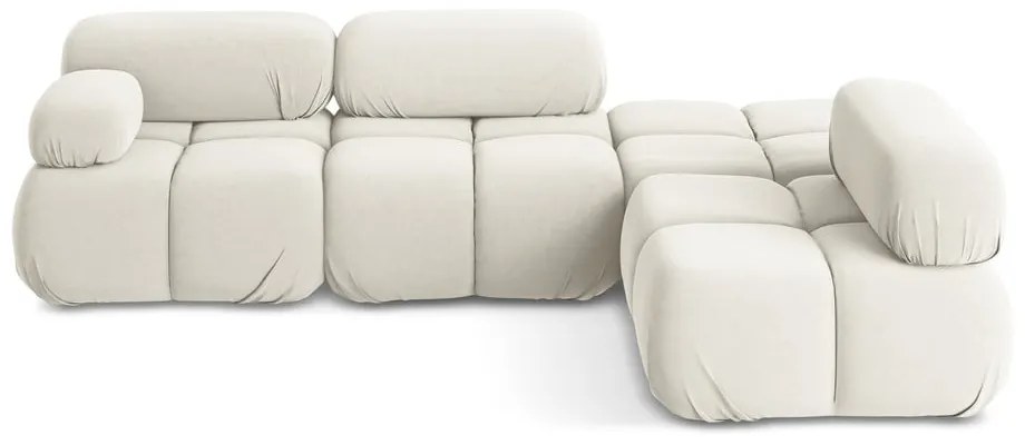 Бял кадифен модулен ъглов диван (десен ъгъл) Lokua – Makamii