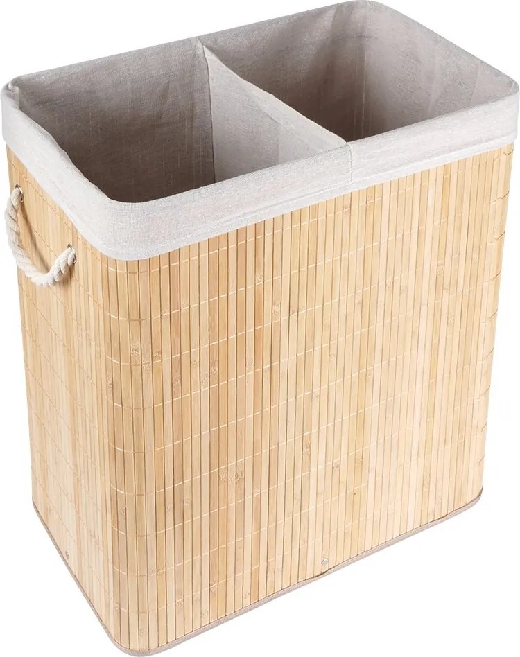 Бамбуков кош за пране 90л с две отделения