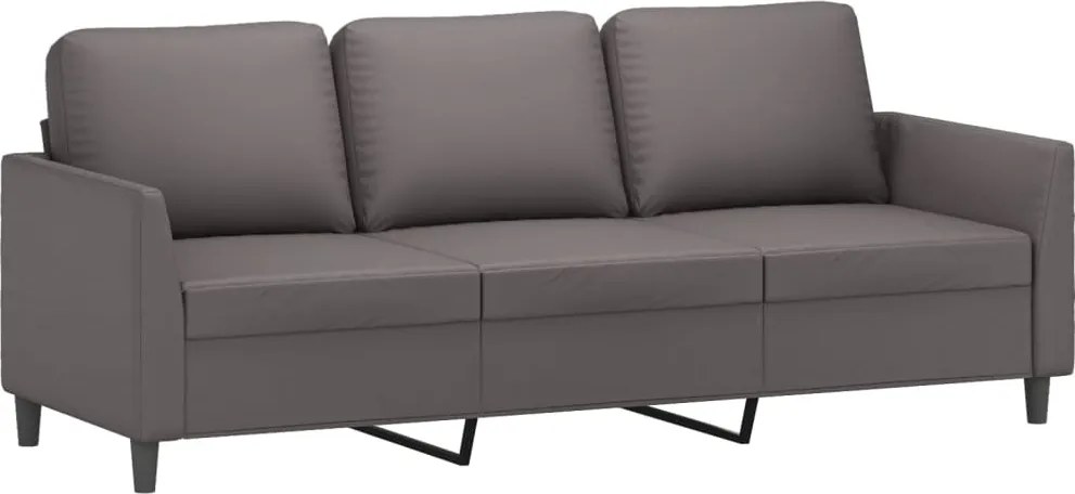 359340 vidaXL 3-местен диван, сив, 180 см, изкуствена кожа