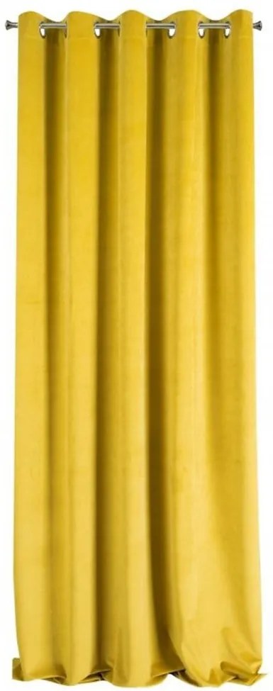 Горчичножълта кадифена завеса за кръгове 140 x 250 cm