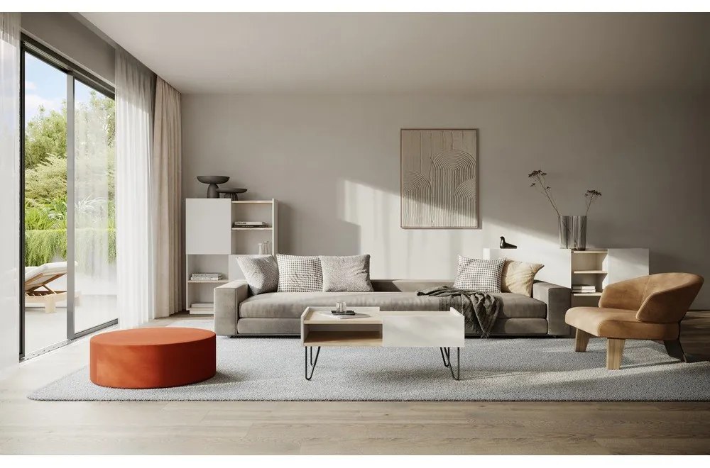 Бял шкаф за книги 100x147 cm Nina - TemaHome