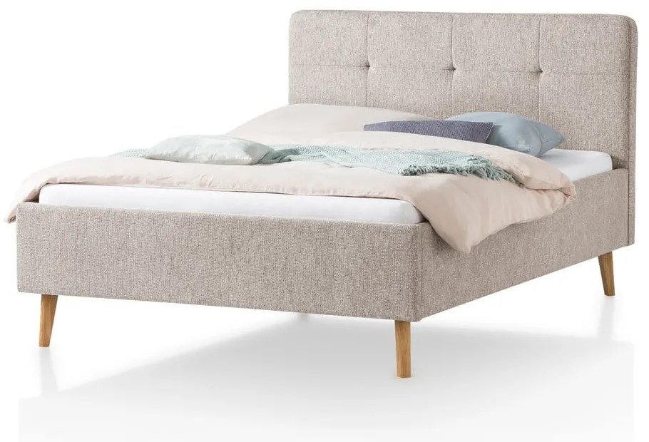 Сиво/кафяво двойно легло 140x200 cm тапицирано без ламелно дъно Smart – Meise Möbel