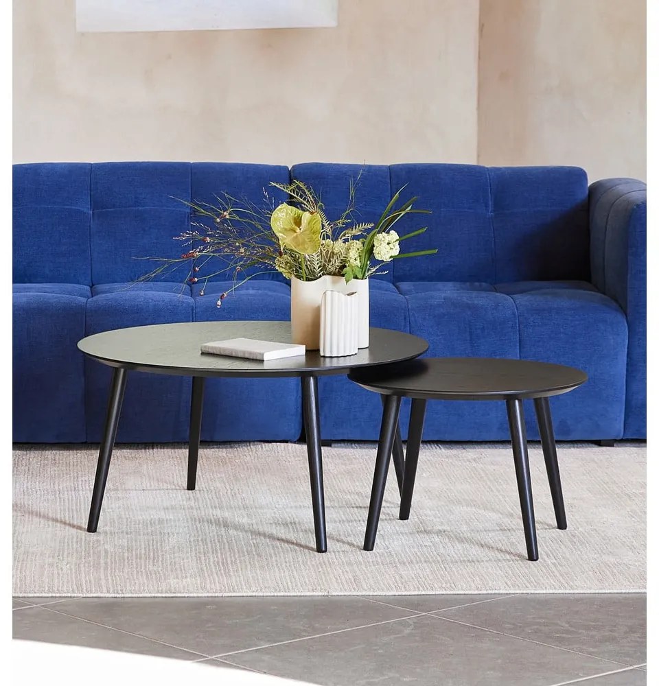 Черни кръгли масички за кафе в комплект от 2 бр. ø 88 cm Adda – Unique Furniture