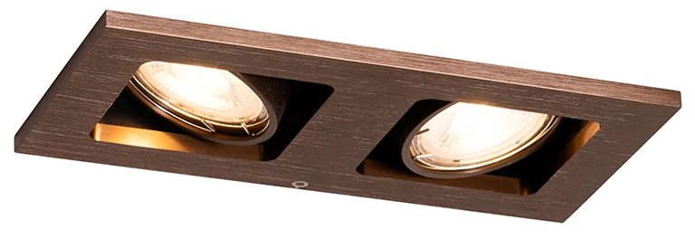 Вграден прожектор тъмно бронз правоъгълен 2-светлина наклоняем и въртящ се - Qure