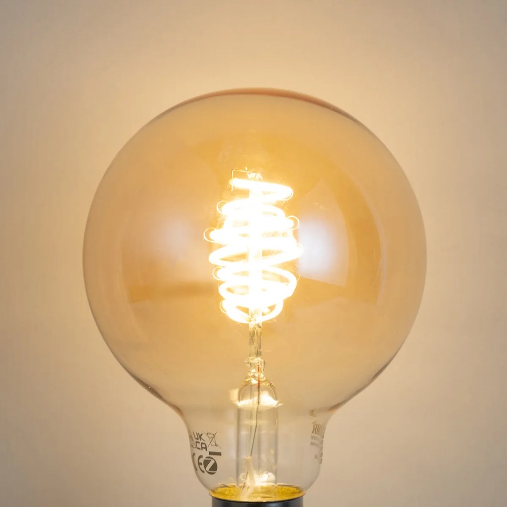 Интелигентна димируема LED крушка E27 G95 кехлибарена 4.9W 320lm 2500K