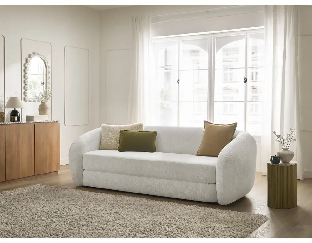Бял шенилов сгъваем диван 228 cm Neyo – Bobochic Paris